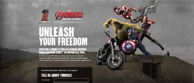 Avengers 2 Age of Ultron Harley-Davidson contest win a motorcycle