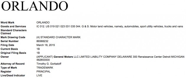 Chevy Orlando USPTO