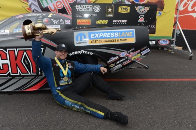 Matt Hagan won his second consecutive 2015 NHRA Mello Yello Drag Racing Series win in the 2015 Mopar Dodge Charger R/T