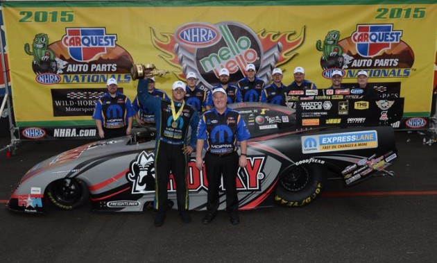 Matt Hagan won his second consecutive 2015 NHRA Mello Yello Drag Racing Series win in the 2015 Mopar Dodge Charger R/T