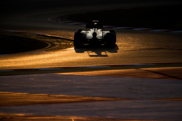 The McLaren-Honda Formula1 car rides off into the sunset