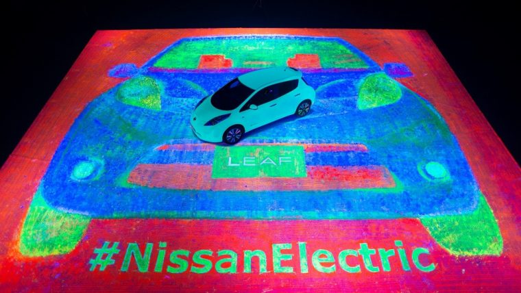 Glow-in-the-dark Nissan LEAF painting