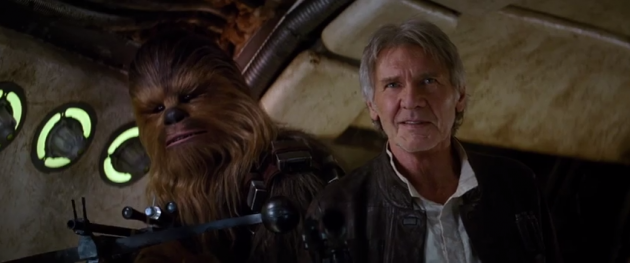 Chewy and Han Solo from the Star Wars: The Force Awakens trailer