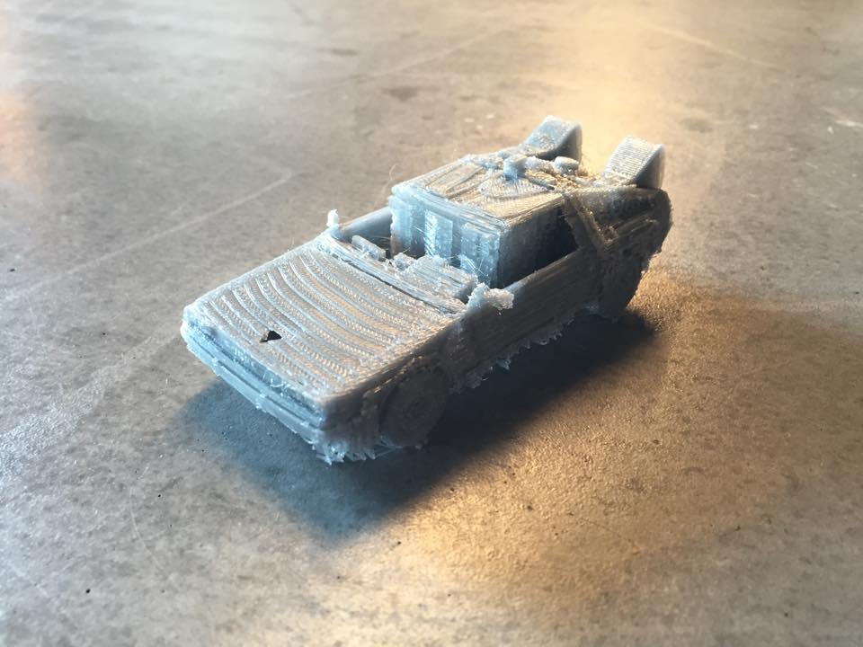 A 3D printed DeLorean DMC-12 model that was raffled off on Saturday