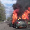 Russian car fire caught on dash cam