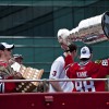 Chicago Blackhawk Patrick Kane hoists the Stanely Cup in 2010