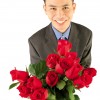 man holding flowers