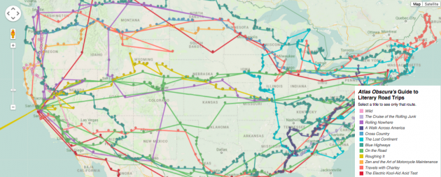 Map of American Literature's Most Epic Road Trips