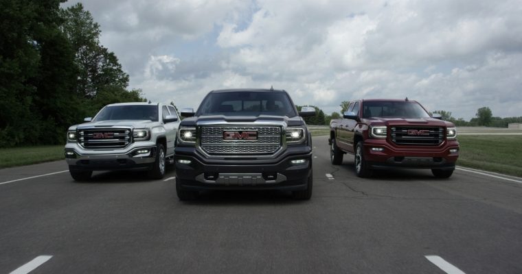 2016 GMC Sierra (L to R) SLT, Denali and All Terrain