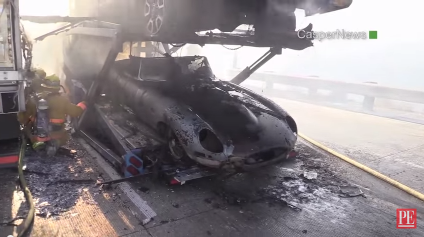 Burned Car on I-15 in Cajon Pass, outside of Los Angeles