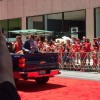 Dodgers ace Clayton Kershaw, wife Ellen, and daughter Cali Ann wave to Reds fans