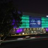 Hyundai US headquarters lit up to recognize the new partnership with the NFL