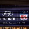 Hyundai US headquarters lit up to recognize the new partnership with the NFL