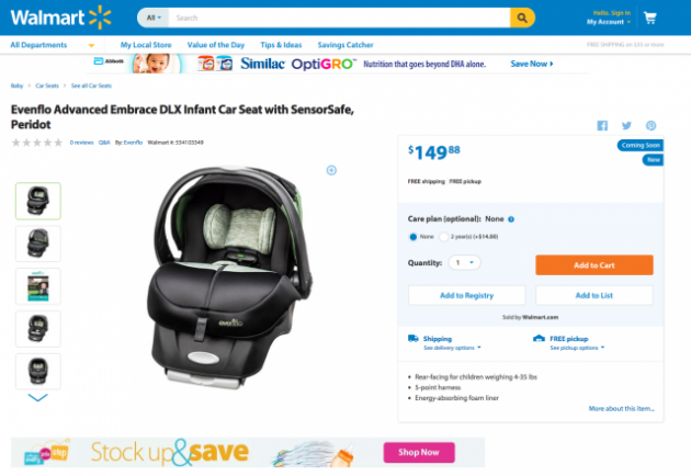 Evenflo Car Seat with Sensor