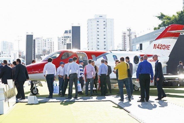 The HondaJet is shown off to the public at LABACE 2015