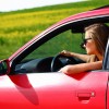 Woman in Red Car