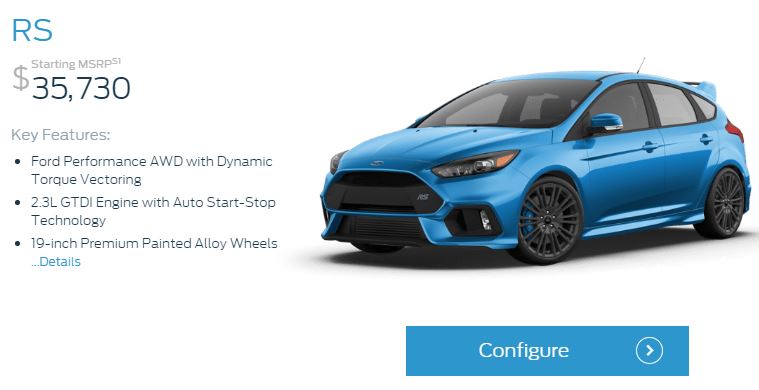 Nouveau modèle Ford Focus, Configurateur