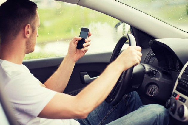 Male distracted driver on cell phone study dangerous driving