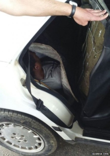 Migrant Caught Sneaking into Spain Crammed Behind Car Engine