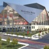 A rendering of the Mercedes-Benz stadium, where the Atlanta Falcons and Atlanta United will play