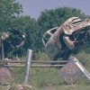 Trucks sticking out of the ground at Truckhenge near Topeka, Kansas