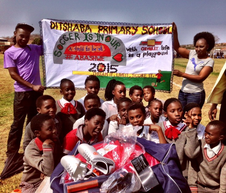 Students in Pretoria receive soccer kits from Chevrolet Ute Force