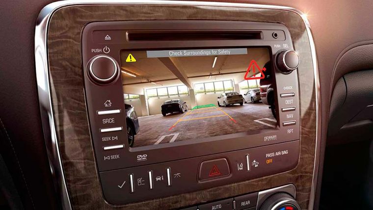 A rear vision camera comes standard with the 2016 Buick Enclave