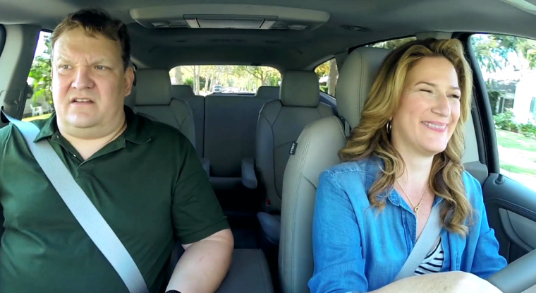 Andy Richter and Ana Gasteyer in a 2016 Chevy Traverse on Going There