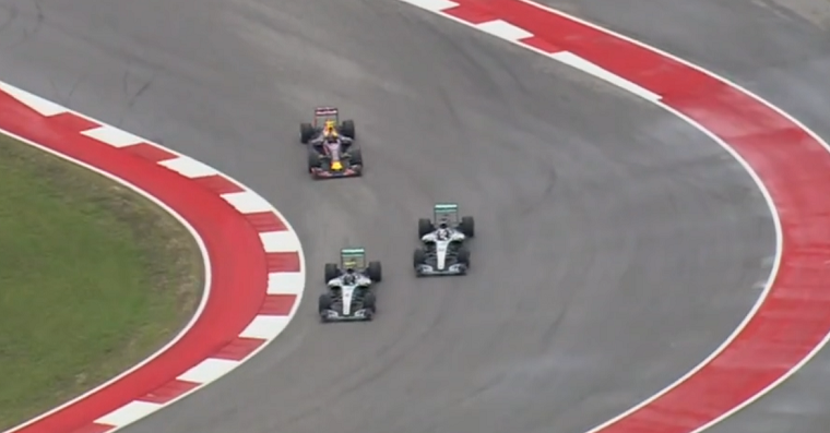 Close racing between Mercedes & Red Bull