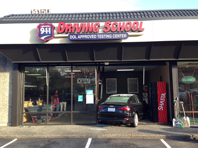 Driver's Ed Student Crashes into Driving School