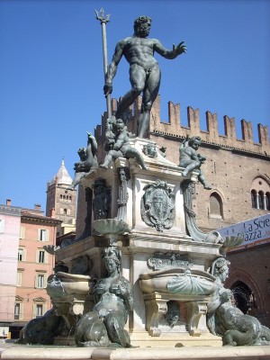 Neptune statue fountain in Bologna Italy