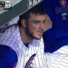 Sad Chicago Cubs fans at Wrigley Field as New York Mets sweep Cubs in NLCS