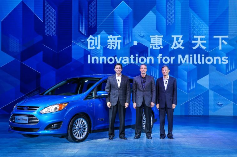 Mark Fields, John Lawler and Joseph Liu at 2015 Ford -Innovation for Millions on Monday