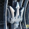 Maserati badge on grille silver logo