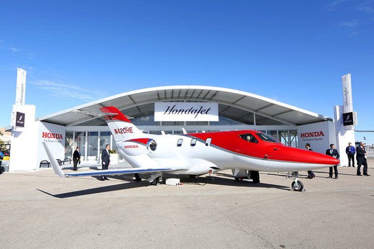 A production HondaJet on display at the Henderson Executive Airport in Las Vegas 