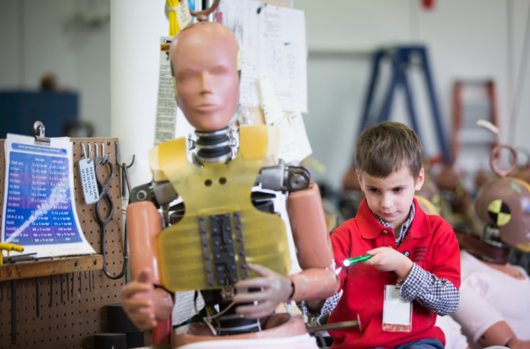 Liam Waldron With Crash Test Dummy