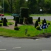 Roundabout circular traffic intersection driving island UK