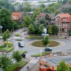 Roundabout circular traffic intersection driving island town