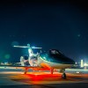 The HondaJet returns from a night-time function and reliability test at Cobb County International Airport in Atlanta.