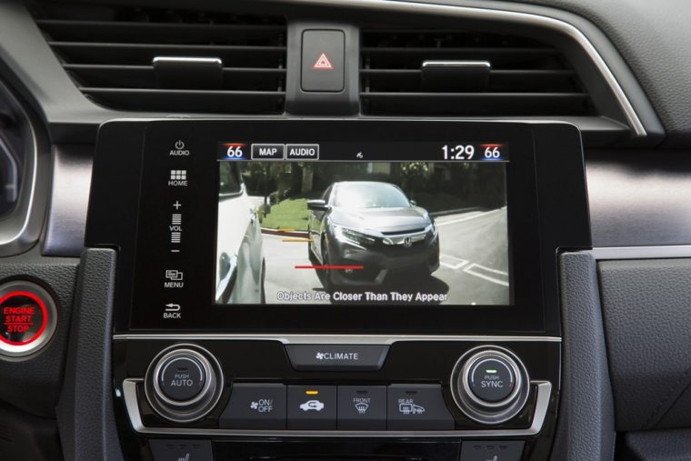 A rearview camera is one of the many safety features of the 2016 Honda Civic sedan