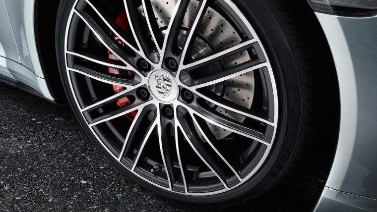 The 2016 Porsche 911 Turbo features forged alloy wheels