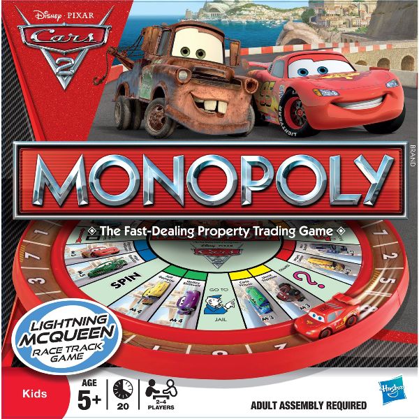 Disney Cars 2 Edition Monopoly board game