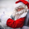 Santa driving car instead of reindeer