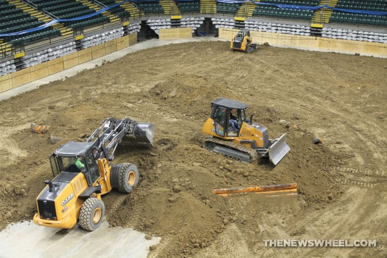 Monster Jam event director Jimmy Mijarez said the same style of hybrid track is built at all Monster Jam arena shows