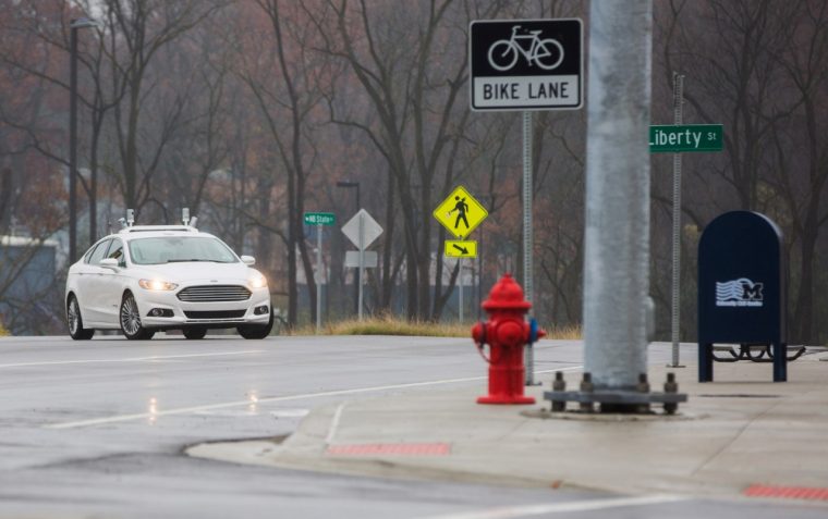 Ford Fusion Autonomous Research Vehicle testing at Mcity