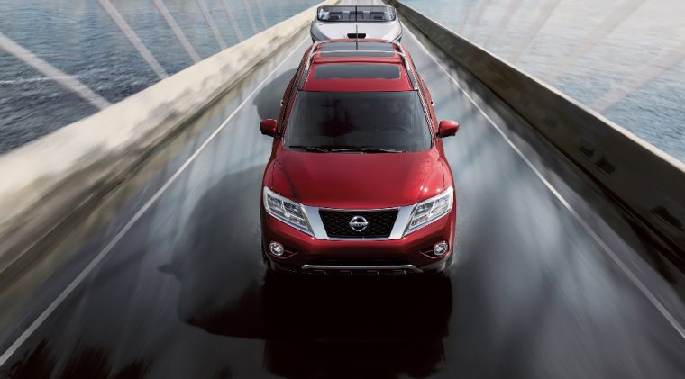 The 2016 Nissan Pathfinder can seat up to seven people and is powered by a 260 horsepower V6 engine