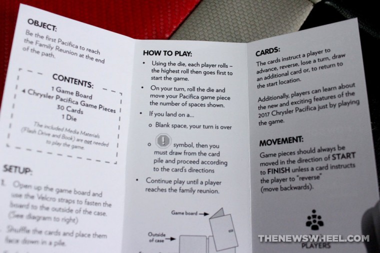 2017 Chrysler Pacifica Race to the Family Reunion board game review instructions