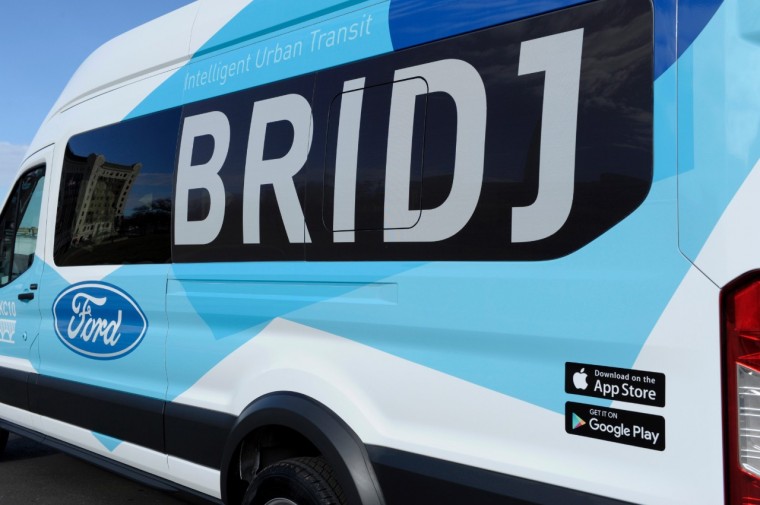 Ride KC: Bridj Ford Transit van