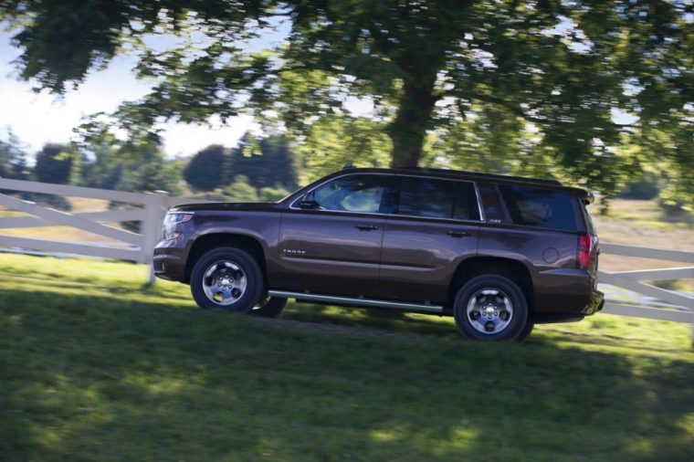 The 2016 Chevy Tahoe comes standard with roof-mounted luggage rack side rails