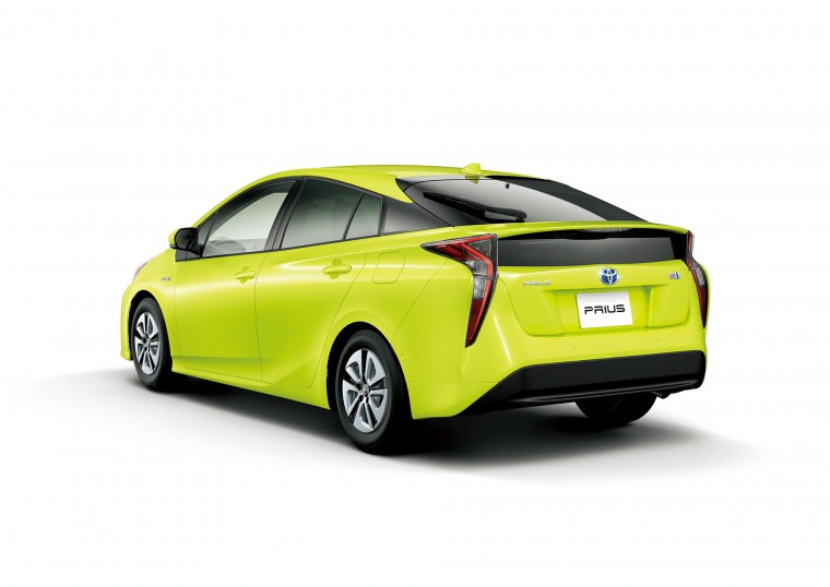 The 2017 Toyota Prius in the fuel-saving Thermo-Tect Lime Green paint color